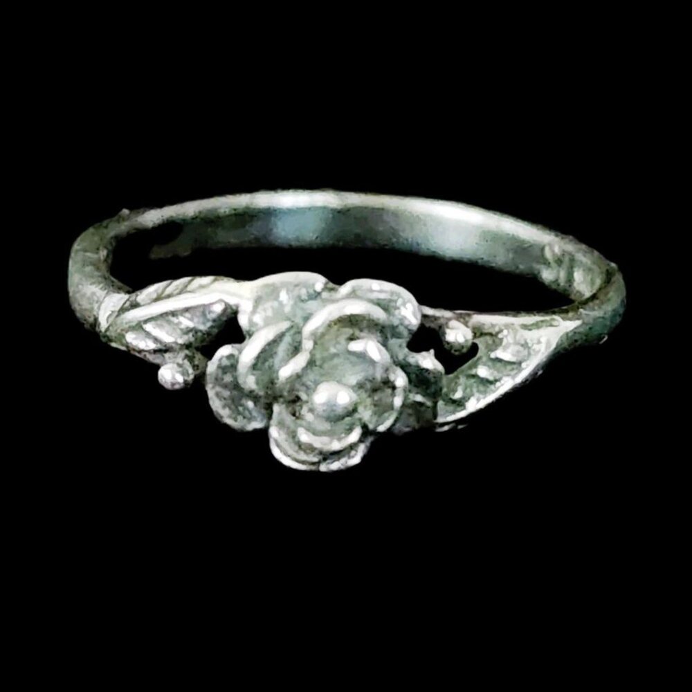 Vintage Delicate 925 Sterling Silver Floral Rose Ring - Picture 7 of 7